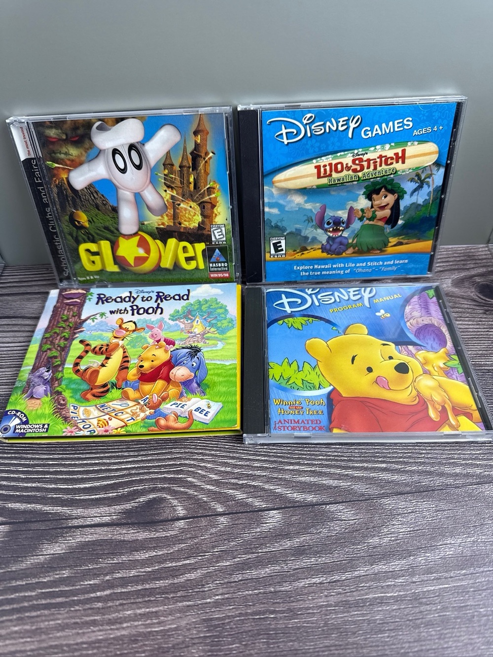 Disney PC CD-ROM Game Lot Winnie the Pooh Lilo & Stitch Glover Windows 95/98 XP